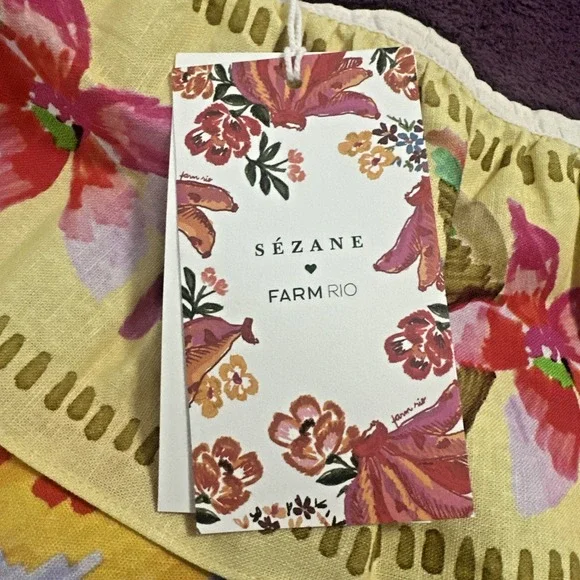Sezane X Farm Rio Size US 10 Parioca Blouse One Shoulder Floral Crop Tropical - Picture 5 of 13